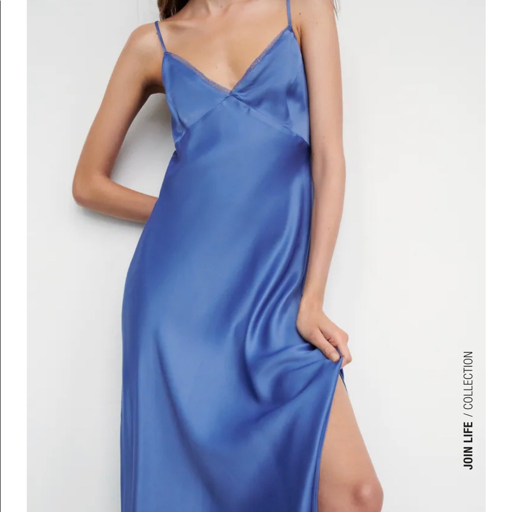 Blue/ indigo lace slip dress ZARA